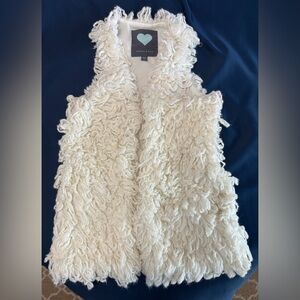 KENDALL & KYLIE Faux Sheepskin Off White Open Vest Size S